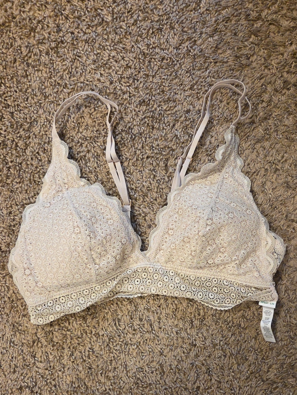 aerie Lace Triangle Bralette in Light Beige